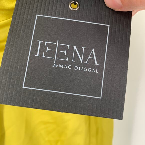 MAC DUGGAL Dress Size 4 Evening Gown Chartreuse Green Yellow NEW Satin Faux Wrap - Picture 3 of 9